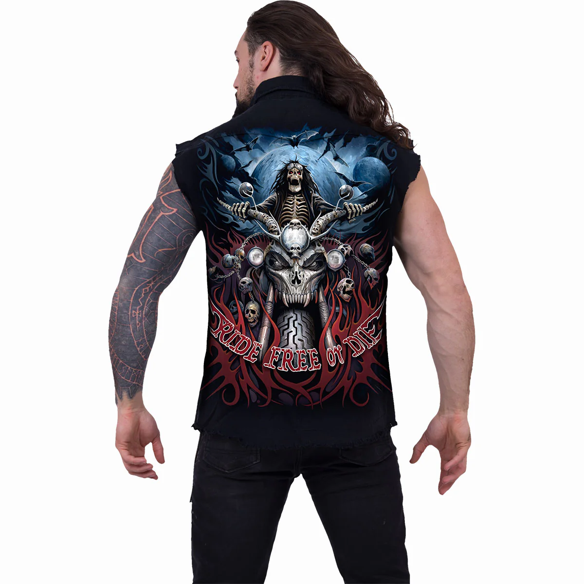 RIDE FREE - Sleeveless Stone Washed Worker Black - Image 3