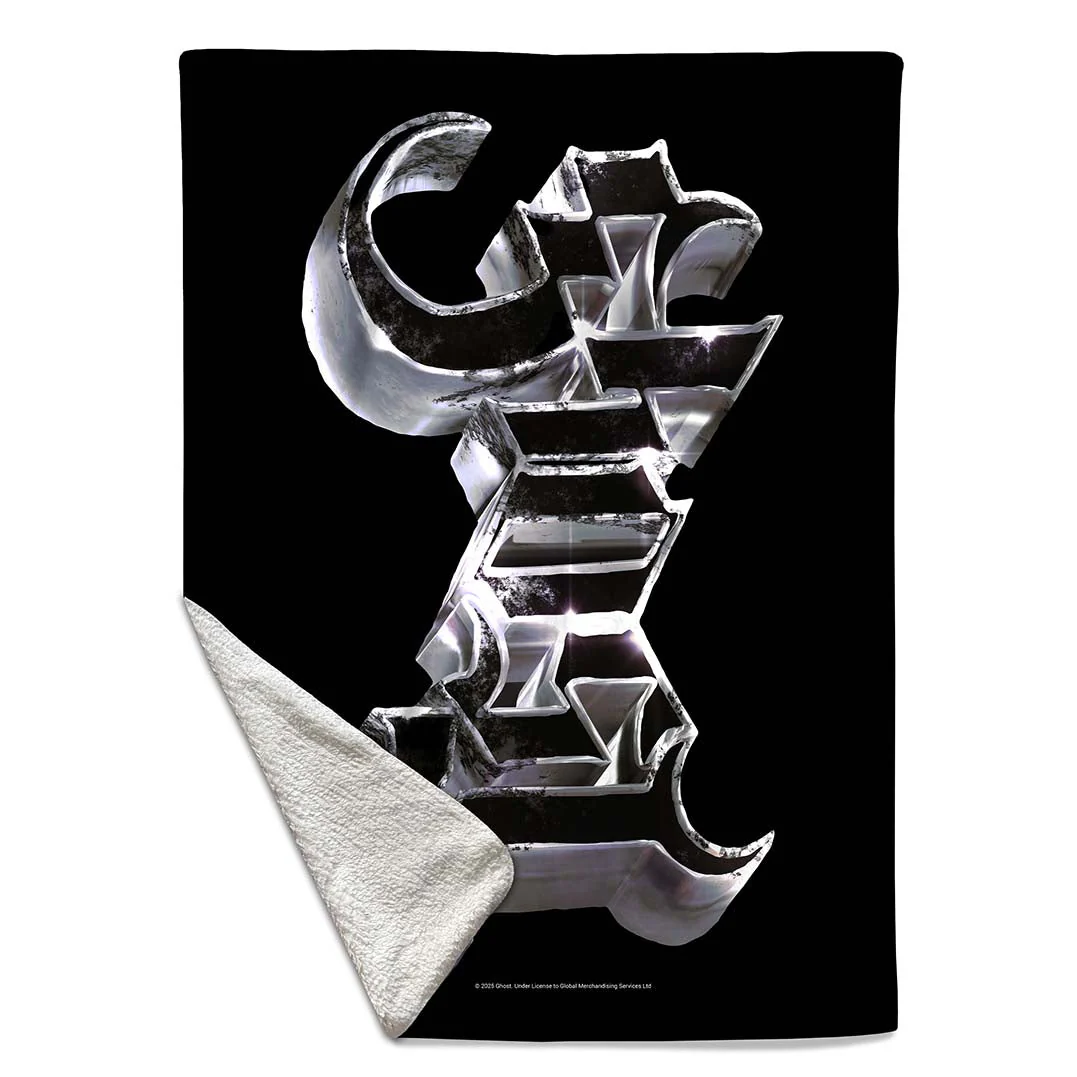 Rocksax Ghost Sherpa Fleece Blanket - Chrome Logo