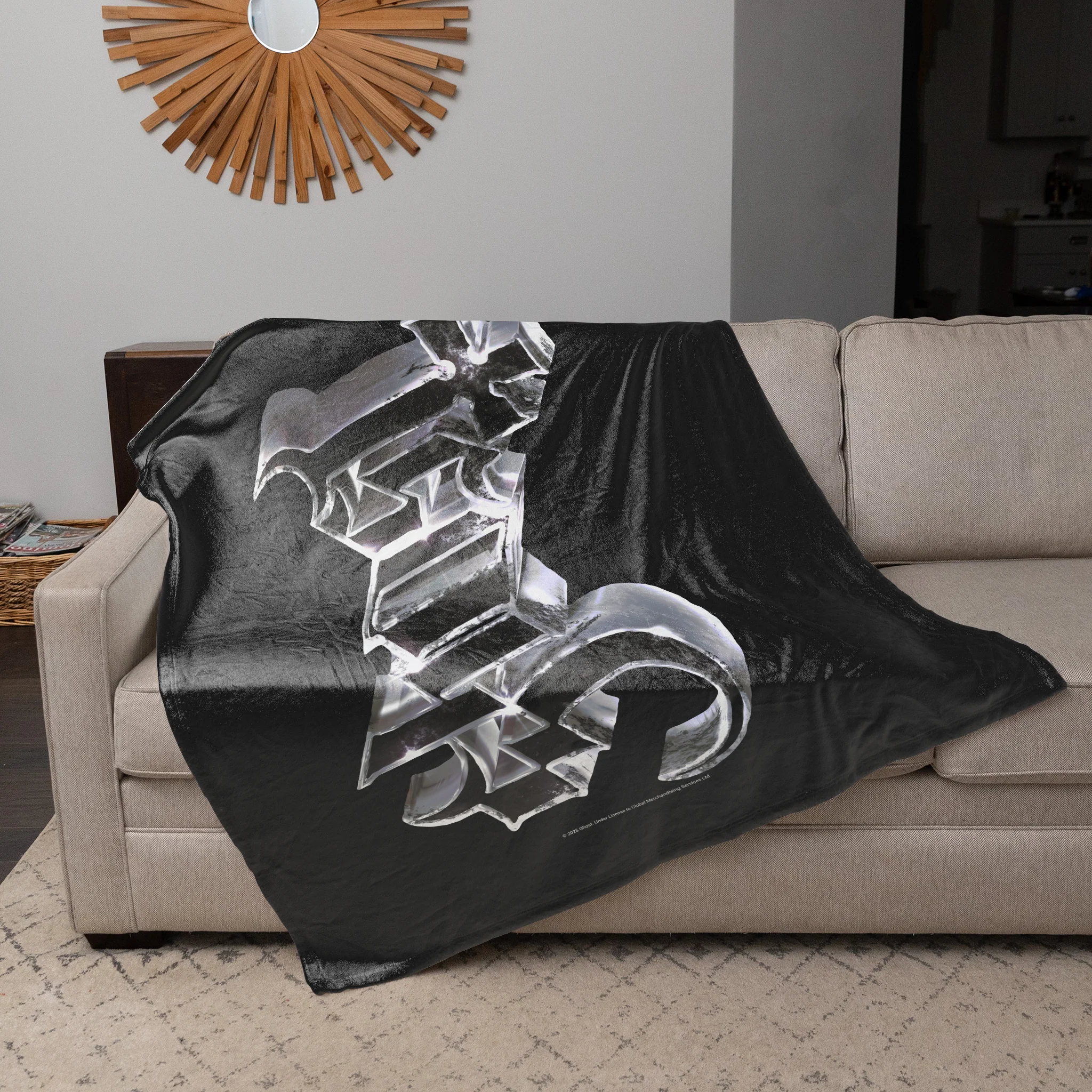 Rocksax Ghost Sherpa Fleece Blanket - Chrome Logo - Image 3
