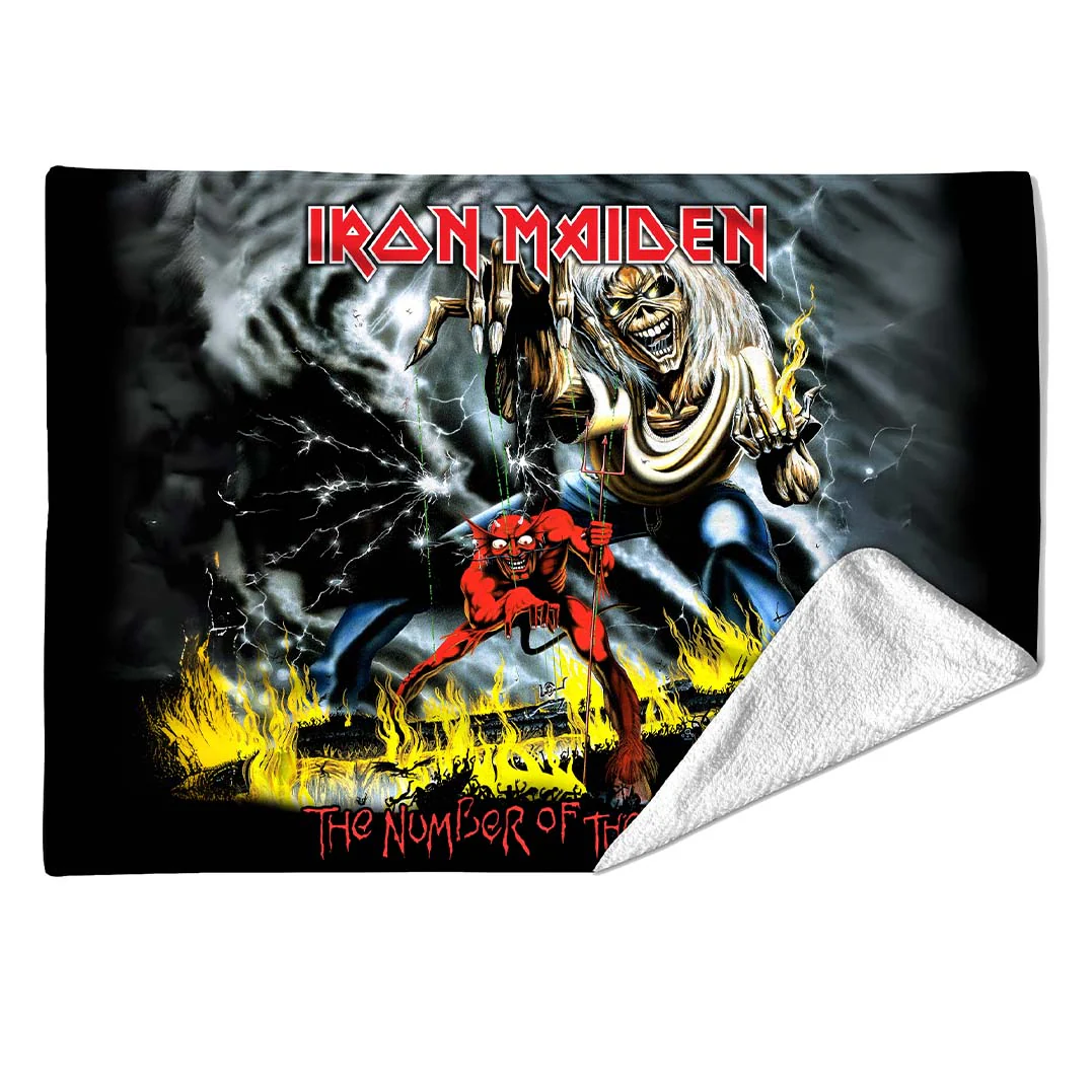 Rocksax Iron Maiden Sherpa Fleece Blanket - Number of the Beast - Image 2