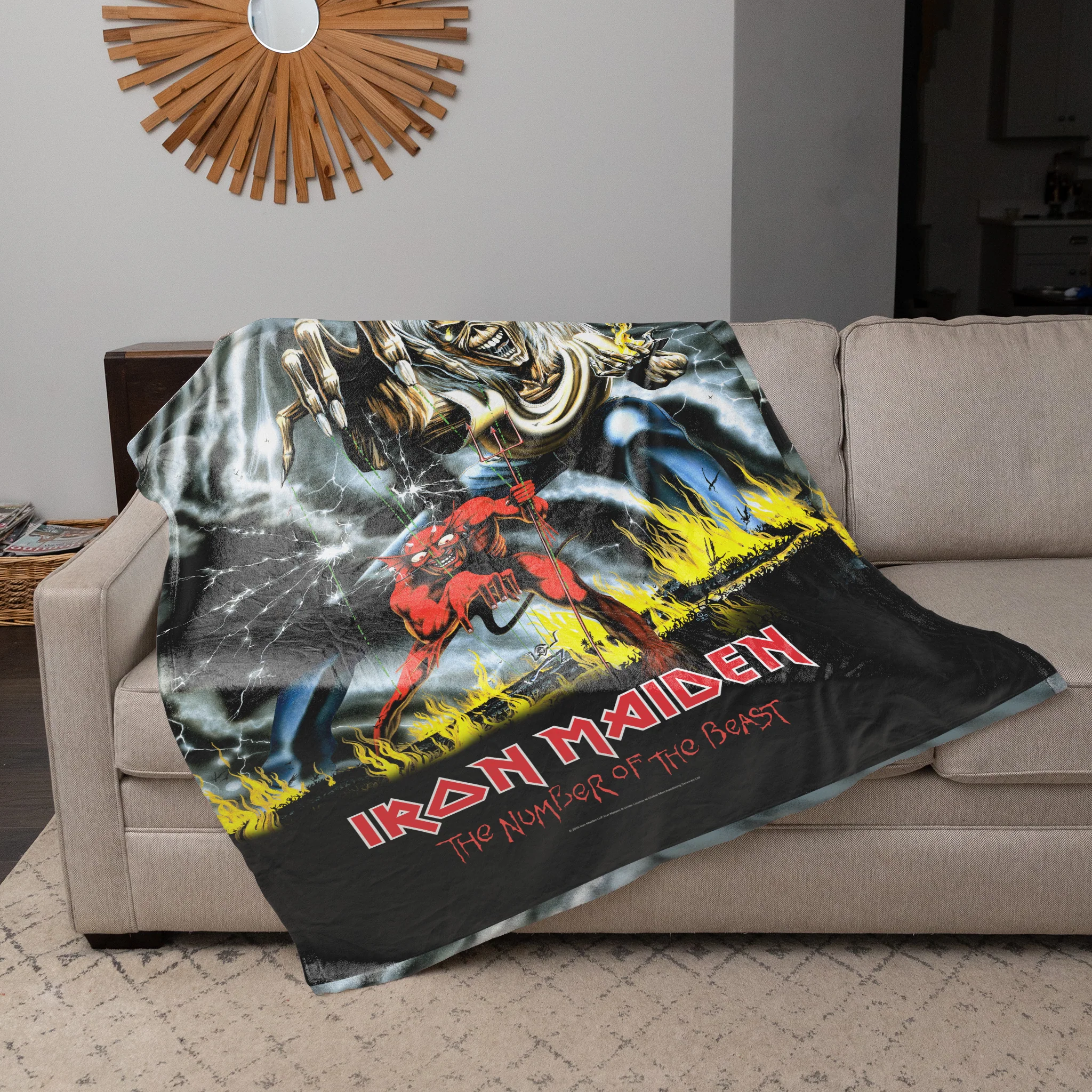 Rocksax Iron Maiden Sherpa Fleece Blanket - Number of the Beast - Image 3