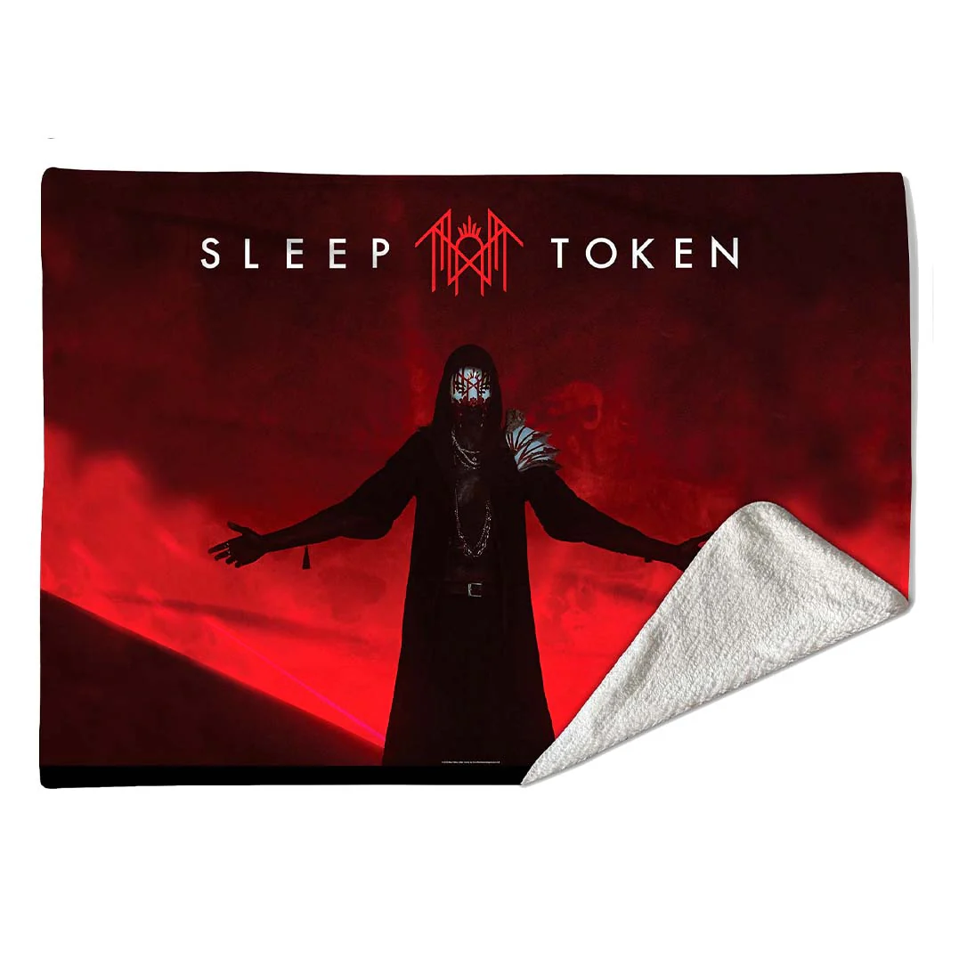 Rocksax Sleep Token Sherpa Fleece Blanket - Red Light - Image 2