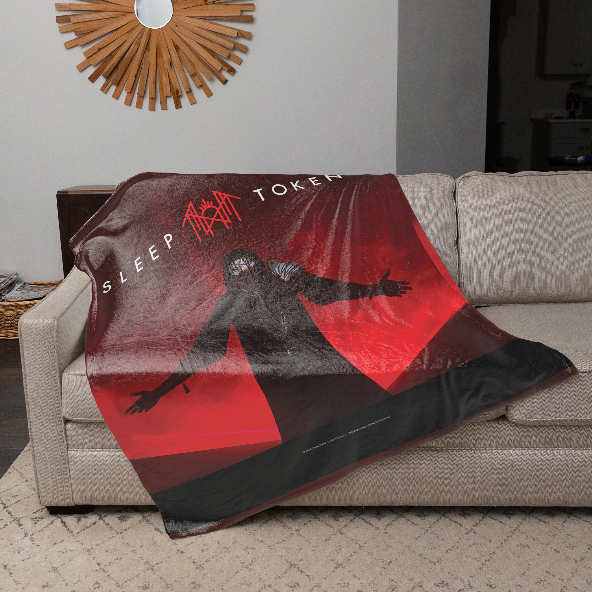 Rocksax Sleep Token Sherpa Fleece Blanket - Red Light - Image 3