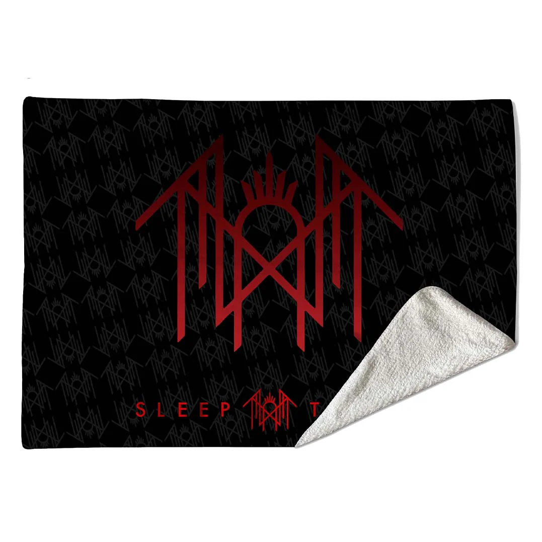 Rocksax Sleep Token Sherpa Fleece Blanket - Red Logo - Image 2