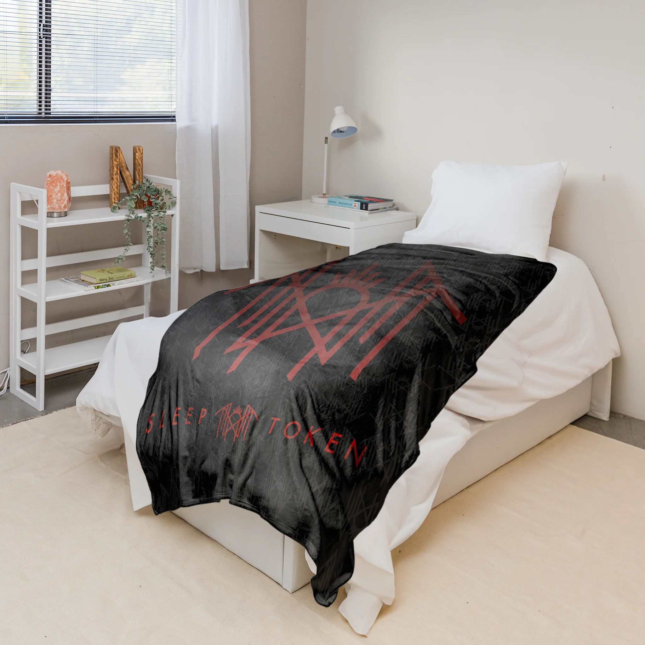 Rocksax Sleep Token Sherpa Fleece Blanket - Red Logo - Image 4
