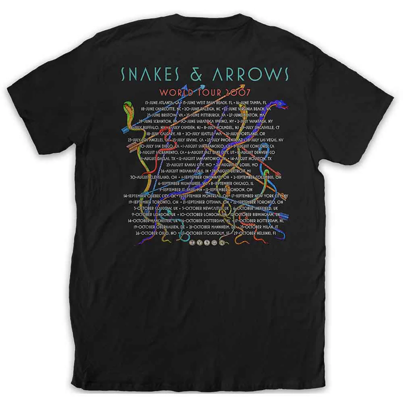 RUSH - SNAKES & ARROWS TOUR 2007 - T-Shirt Black (Back Print) - Image 2