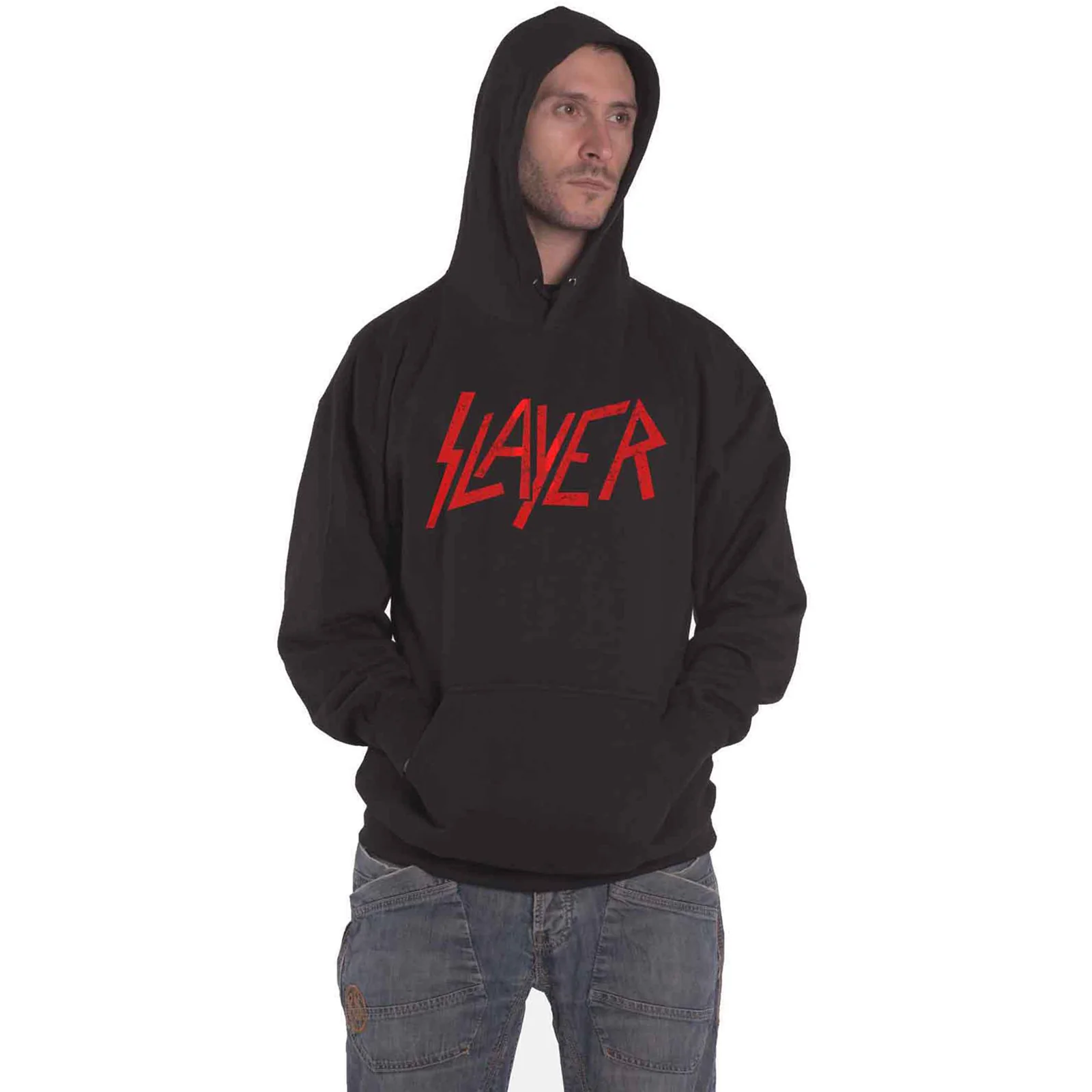 SLAYER - DISTRESSED LOGO - Pullover Hoodie Black - Image 2