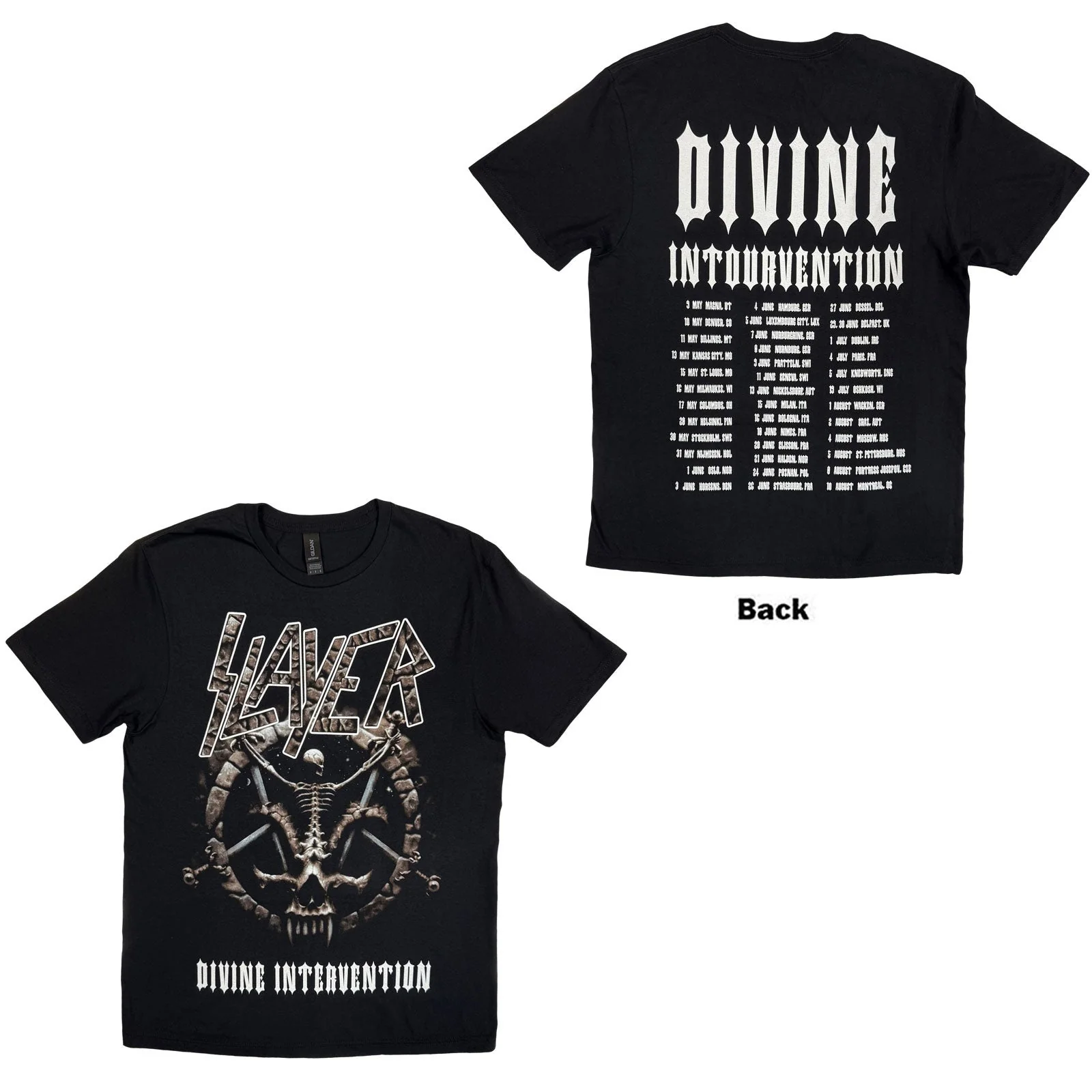 SLAYER - DIVINE INTERVENTION 2014 DATES - T-Shirt Black (Back Print)