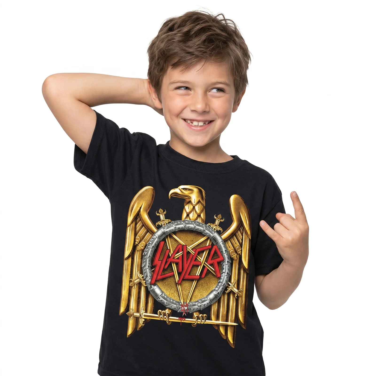 SLAYER - GOLD EAGLE - Kids T-Shirt Black - Image 2