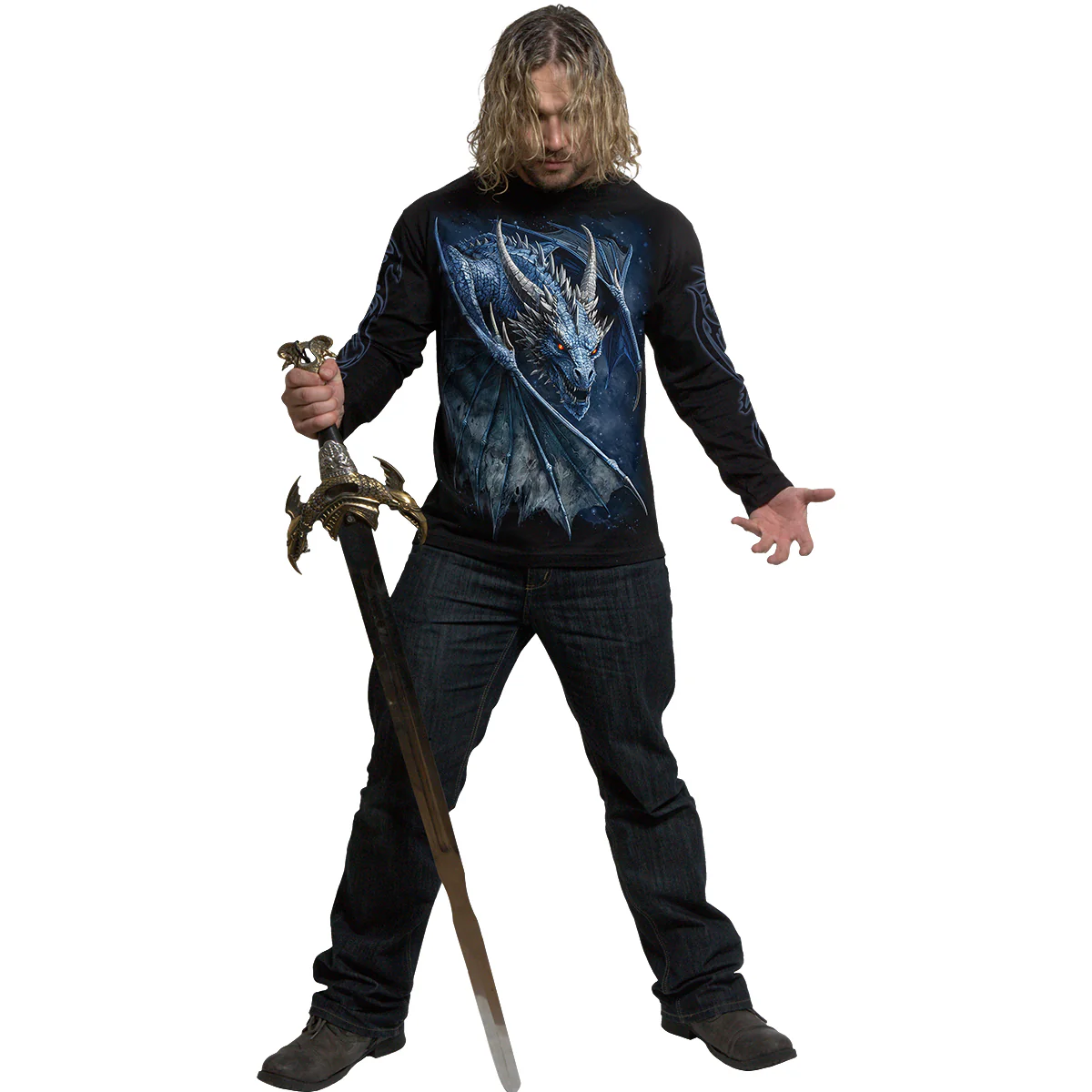 STORM DRAGON - Longsleeve T-Shirt Black - Image 3