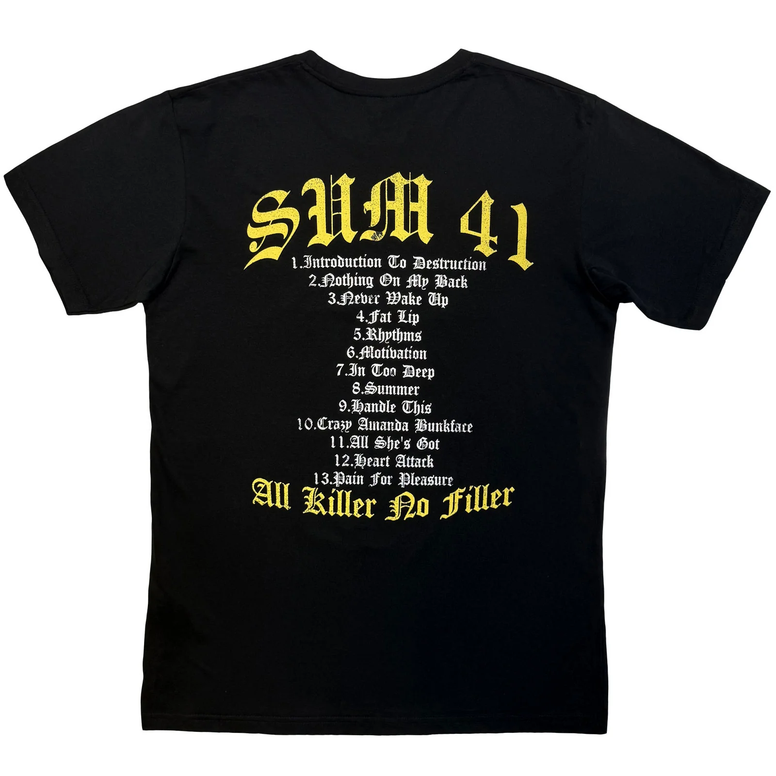 SUM 41 - ALL KILLER NO FILLER TRACKLIST - Carbon T-Shirt Black (Back Print) - Image 2