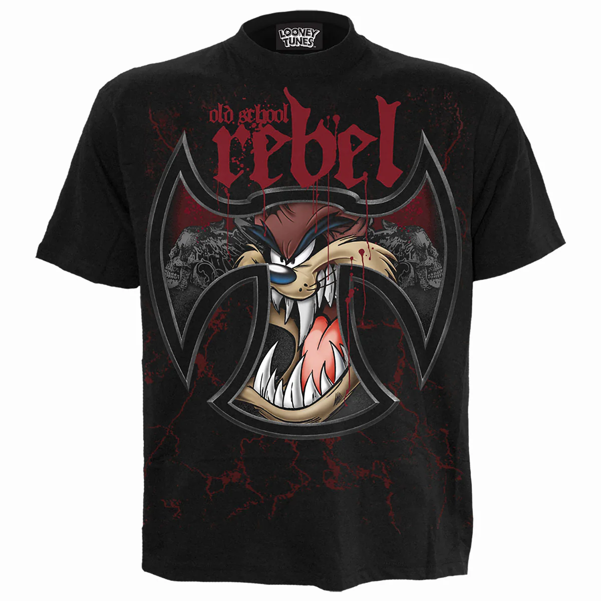 TAZ - OLD SCHOOL REBEL - Front Print T-Shirt Black