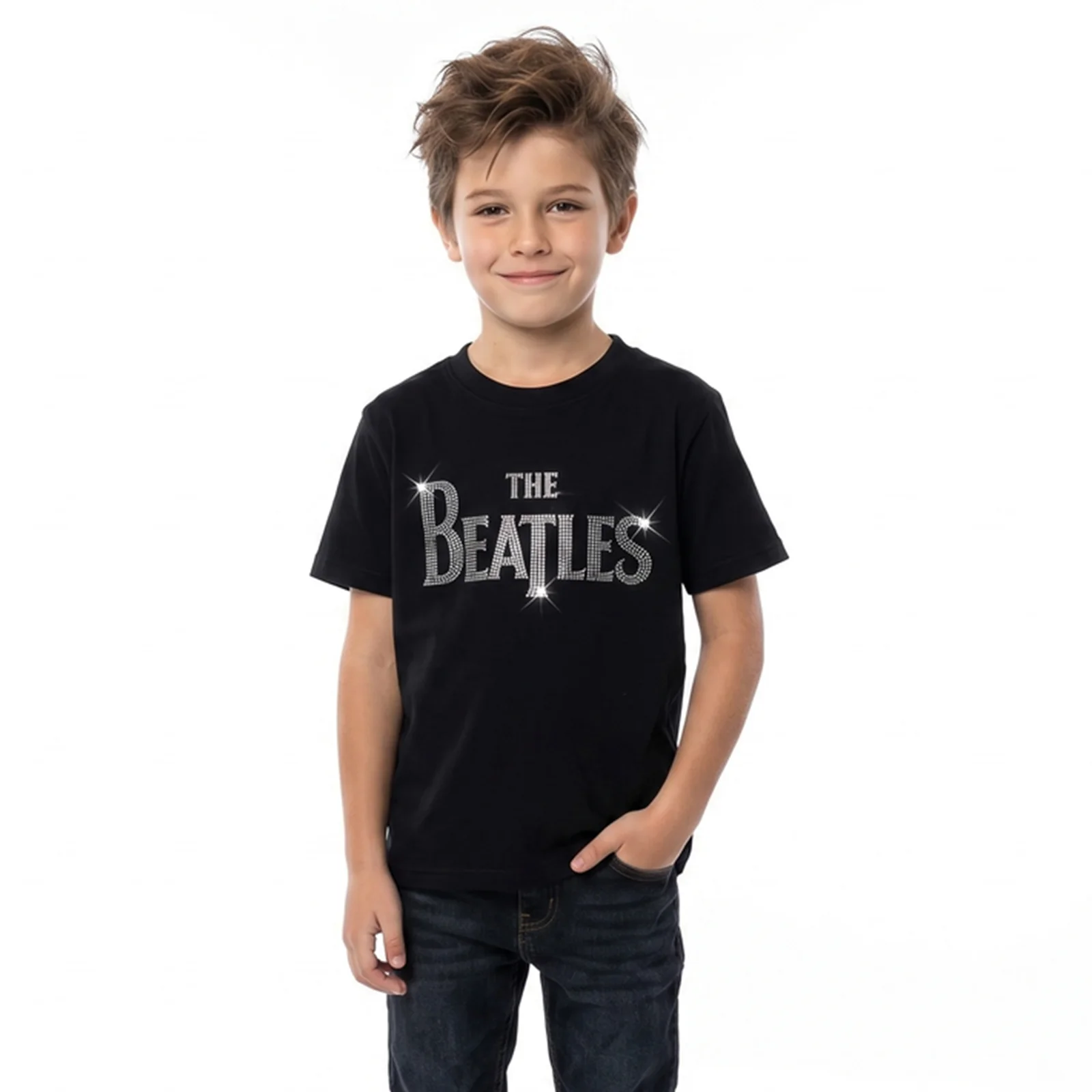 THE BEATLES - DROP T - Kids T-Shirt Black (Embellished) - Image 2