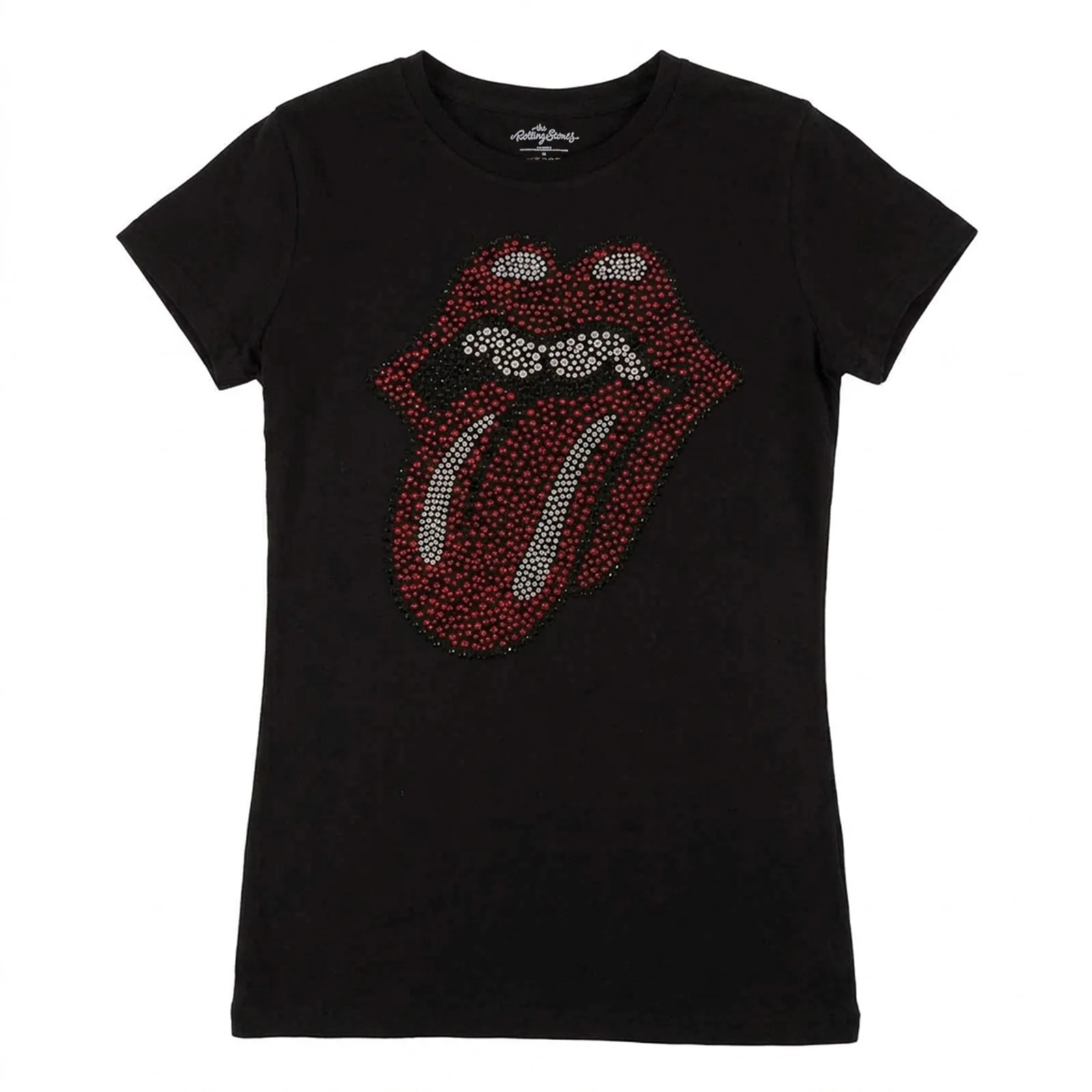THE ROLLING STONES - CLASSIC TONGUE - Ladies T-Shirt Black (Embellished)