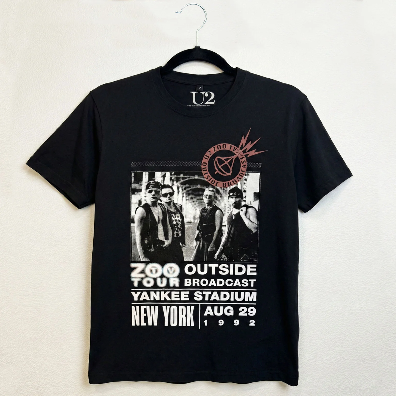 U2 - ZOO TV TOUR NY POSTER 08.29.92 - Carbon T-Shirt Black - Image 2