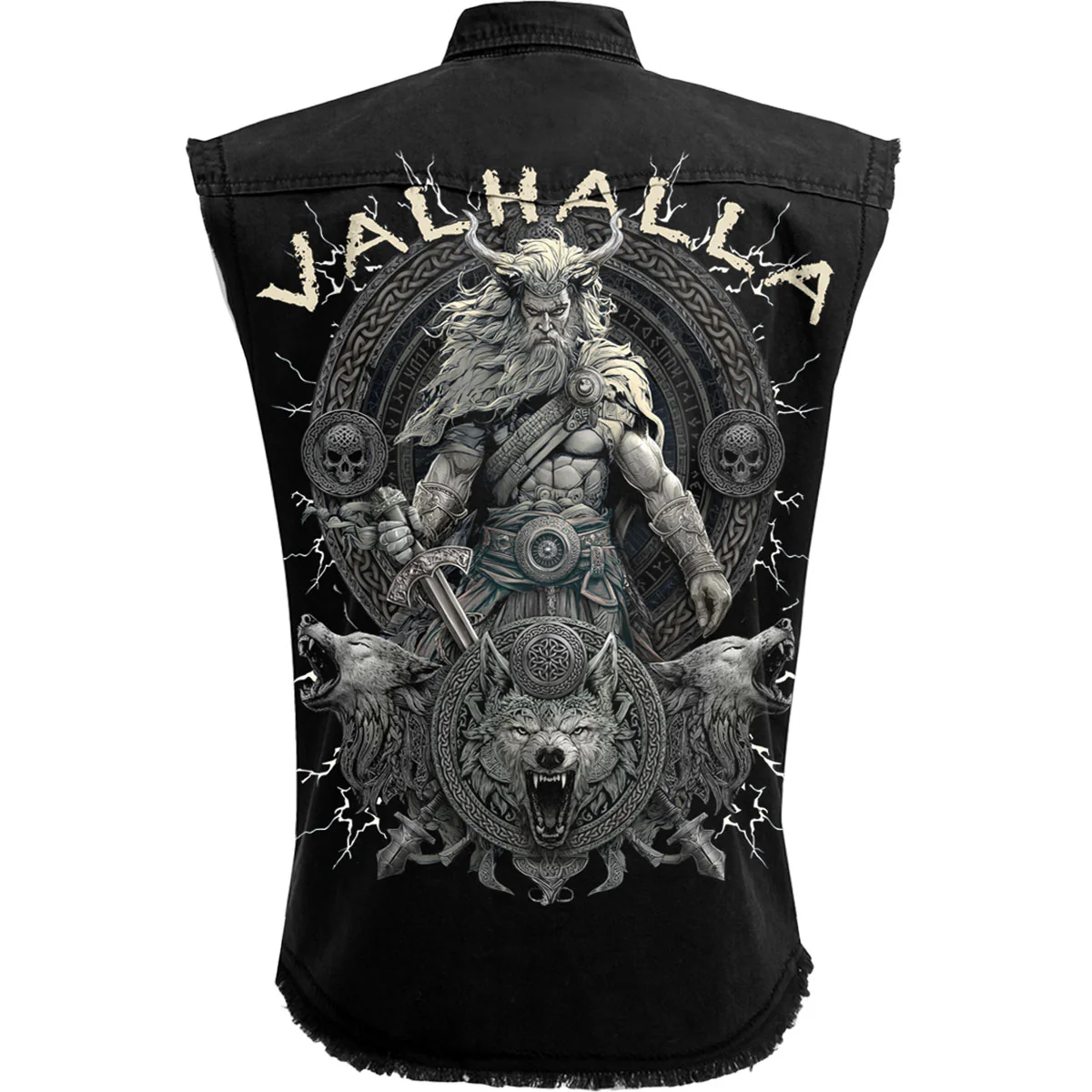 VALHALLA - Sleeveless Stone Washed Worker Black - Image 2