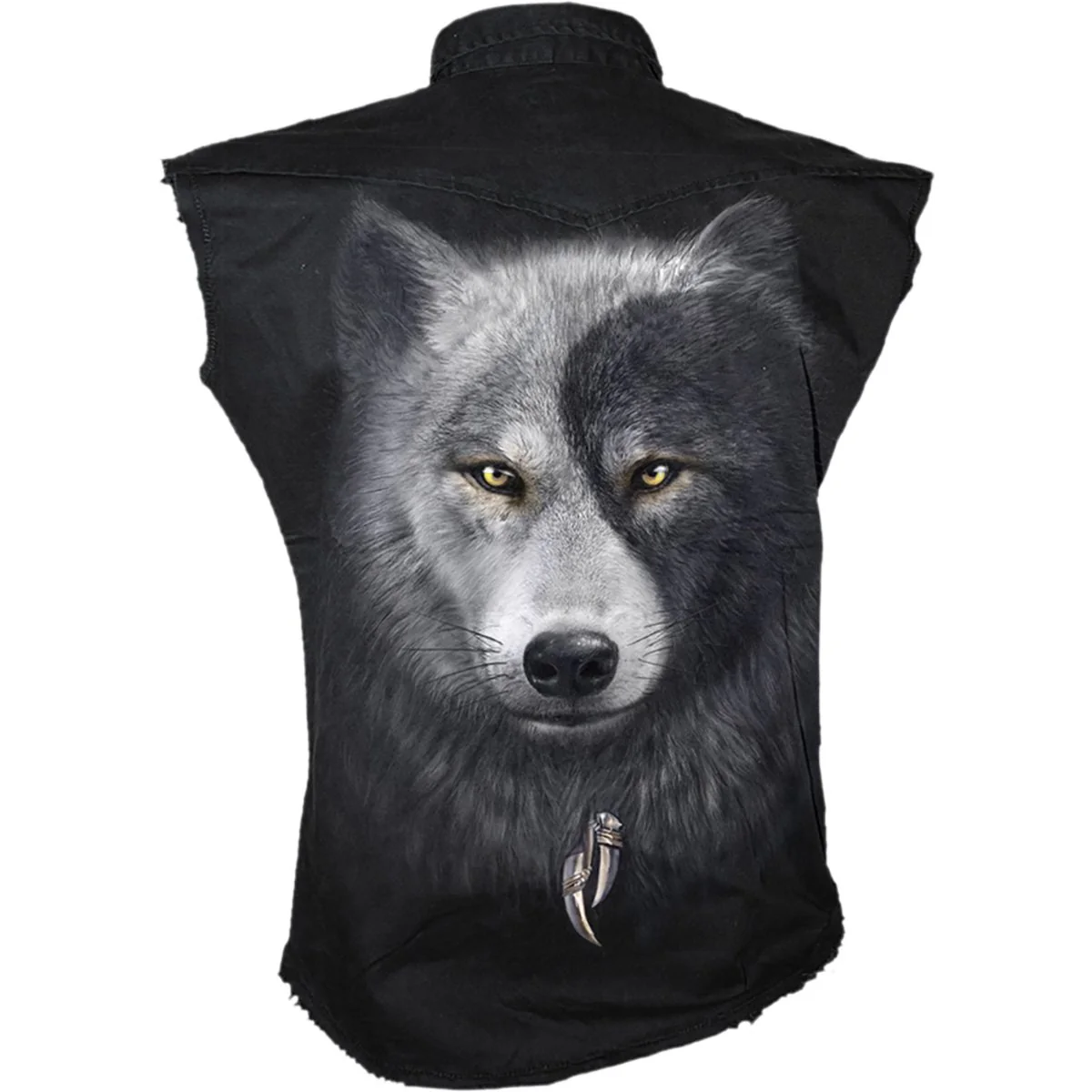 WOLF CHI - Sleeveless Stone Washed Worker Black - Image 2
